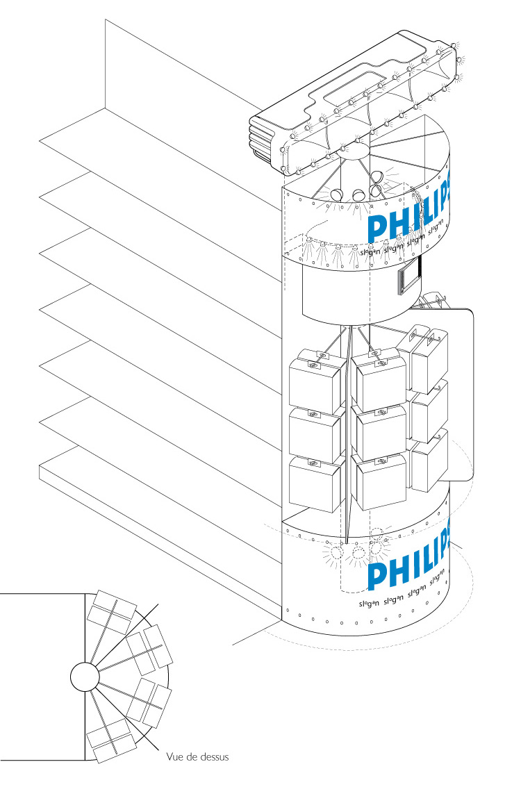 Philips Daytime Running Lights gondola at Carrefour - sketch